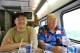 Piotr and Eric enjoy soft drinks in the lounge car as we travel through Virginia.