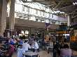 Combined food court seating and train waiting area in Boston's South Station