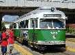 'M' line PCC car has just made the loop in Mattapan, and is returning to pick up passengers for Ashmont