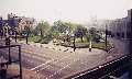 Grand Circus Park as seen from People Mover, with Comerica Park in the background