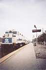 Metrolink train in push mode prepares to stop at Van Nuys