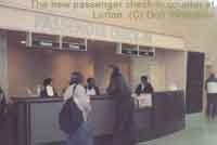 The passenger check-in counter at Lorton