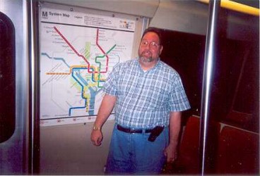 Mike Hammond on a Washington DC METRO train