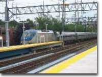 Amtrak Train #54(4), the Vermonter arrives in Stamford behind HHP-8 engine #656.