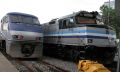 Two engines at the bumping post at Montreal"s Gare Lucien-L"Allier