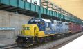 CSX freight comes through Metro North"s Poughkeepsie station