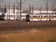 As seen from the CZ, a mixture of RT and borrowed VTA light rail cars sit in RT’s facility in North Sacramento.