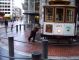 Cable car #20 on turntable at Powell & Market. Note stairway to BART & Muni Metro station at left.