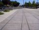 Fake tracks in plaza show where railroad used to go.  Historic Folsom LRT station is just to the right.