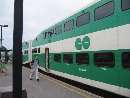 GO TRANSIT train awaits passengers in Oshawa