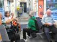 We admire spacious interior of Seattle Streetcar as we head for dinner.