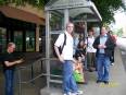 Gang awaits Kevin and the Portland Streetcar at Central Library station.