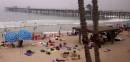 San Clemente Pier & beach, as seen from the Pacific Surfliner.