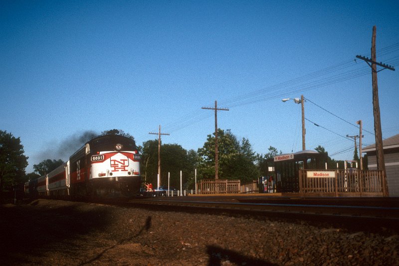 19930888-sle.jpg - Shore Line East train 3644 consist deadheading west to New Haven at Madison, CT. June 25, 1993. Taken by Dave Warner